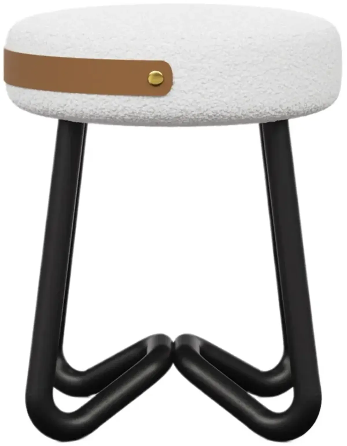 Modern Brazilian Boucle Upholstered Stool
