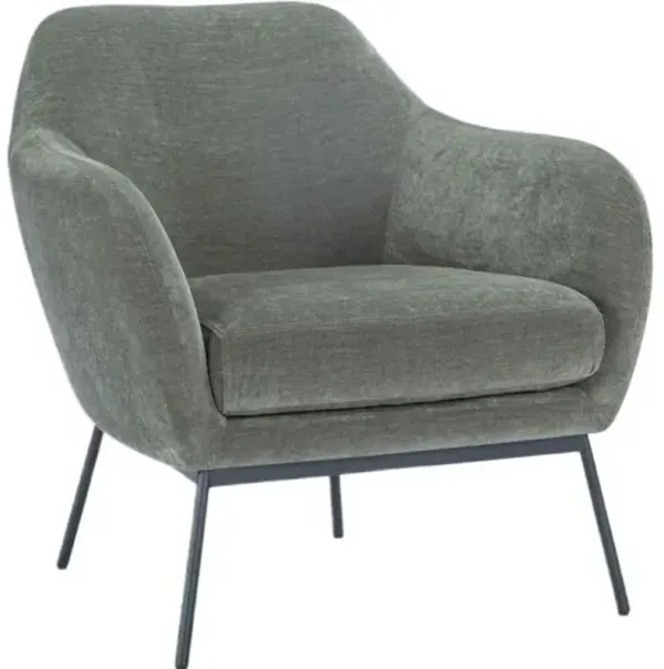 Casey Chenille Velvet Accent Chair - Green, Comfortable, Durable