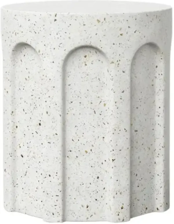 Aziel Indoor/Outdoor Concrete Stool - White