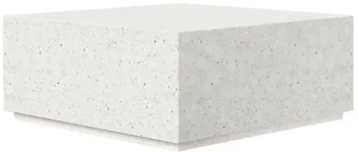 Elwood Indoor/Outdoor Square Concrete Coffee Table - White