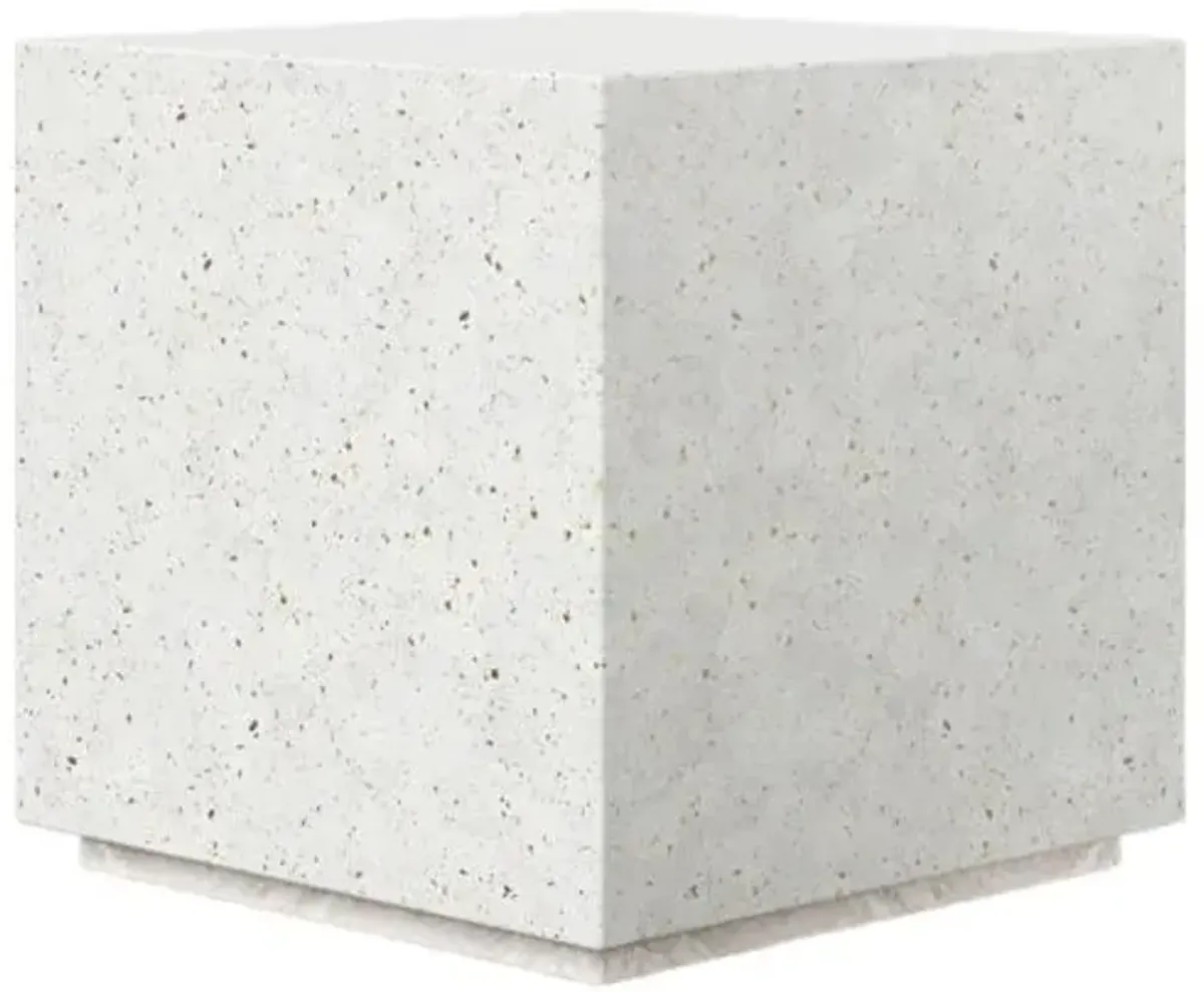 Elwood Indoor/Outdoor Bloc Concrete Side Table - White