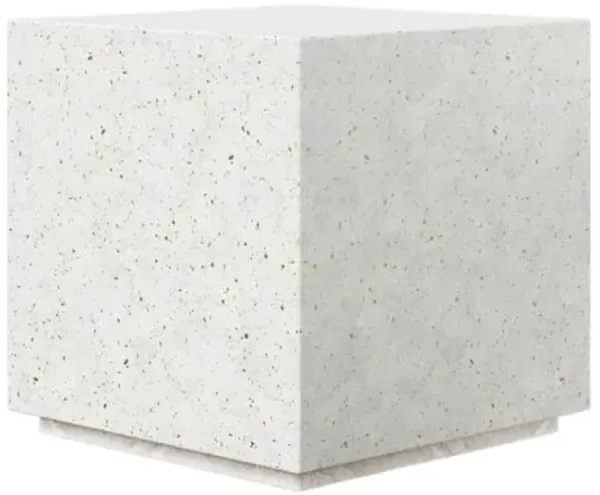 Elwood Indoor/Outdoor Bloc Concrete Side Table - White
