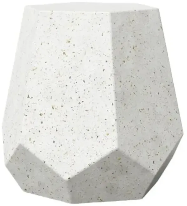 Artem Indoor/Outdoor Concrete Faceted Stool - White