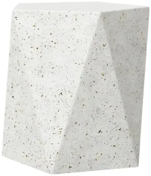 Elwood Indoor/Outdoor Pentagonal Concrete Stool - White