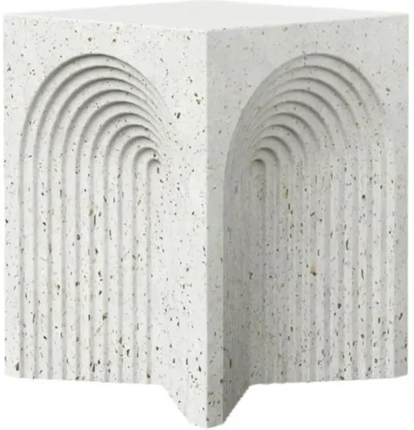 Oceane Indoor/Outdoor Concrete Stool - White