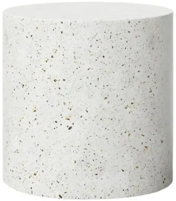 Una Indoor/Outdoor Concrete Pedestal Side Table - White