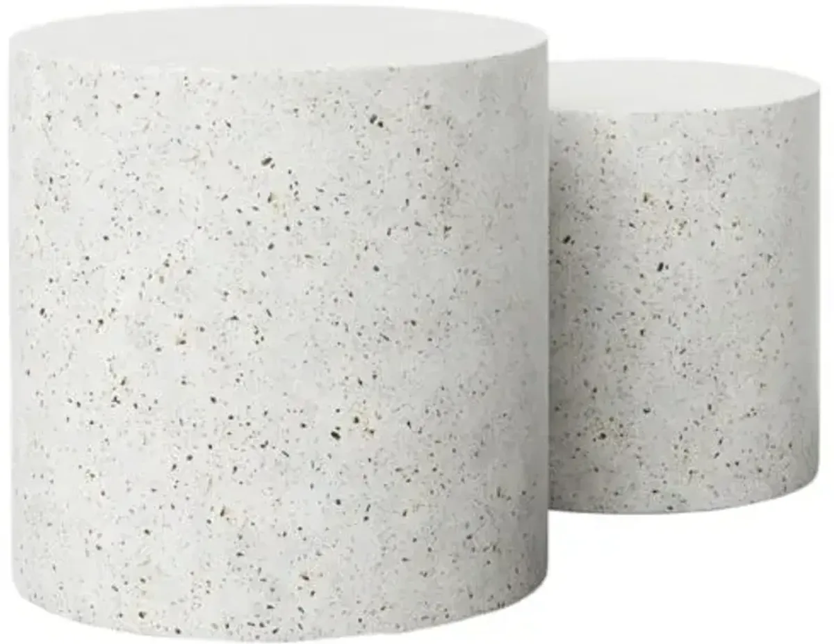 Set of 2 Elwood Indoor/Outdoor Pedestal Concrete Side Tables