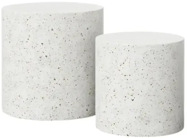 Set of 2 Elwood Indoor/Outdoor Pedestal Concrete Side Tables