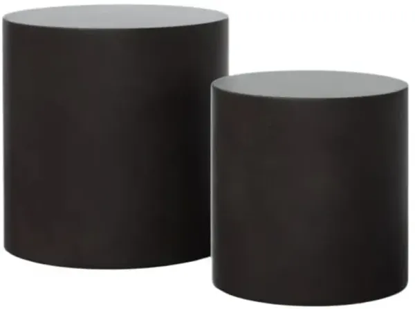 Set of 2 Elwood Indoor/Outdoor Pedestal Concrete Side Tables