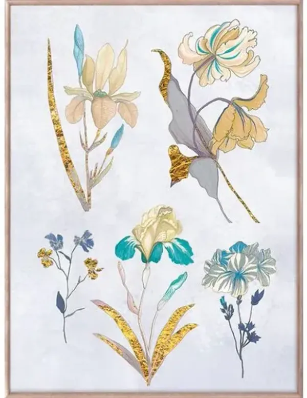 Ars Florae 1 Light Blue Painting - 24" x 32" - Zoe Bios Creative - White