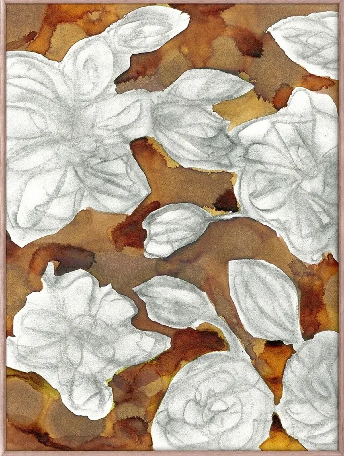 Charcoal Blooms Diptych Painting, 24" x 32"