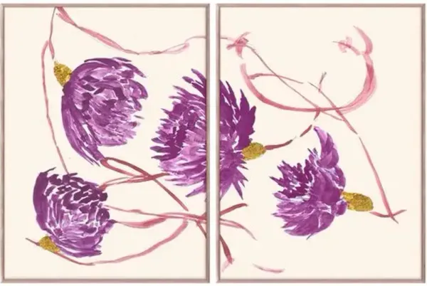Purple Flora Diptych Painting - 24" x 32" - Zoe Bios Creative