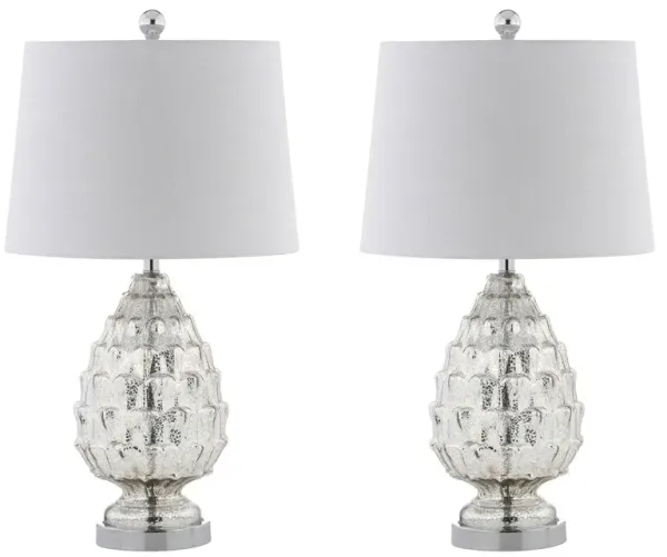 Set of 2 Wystan Artichoke Glass Table Lamps - Mercury Silver