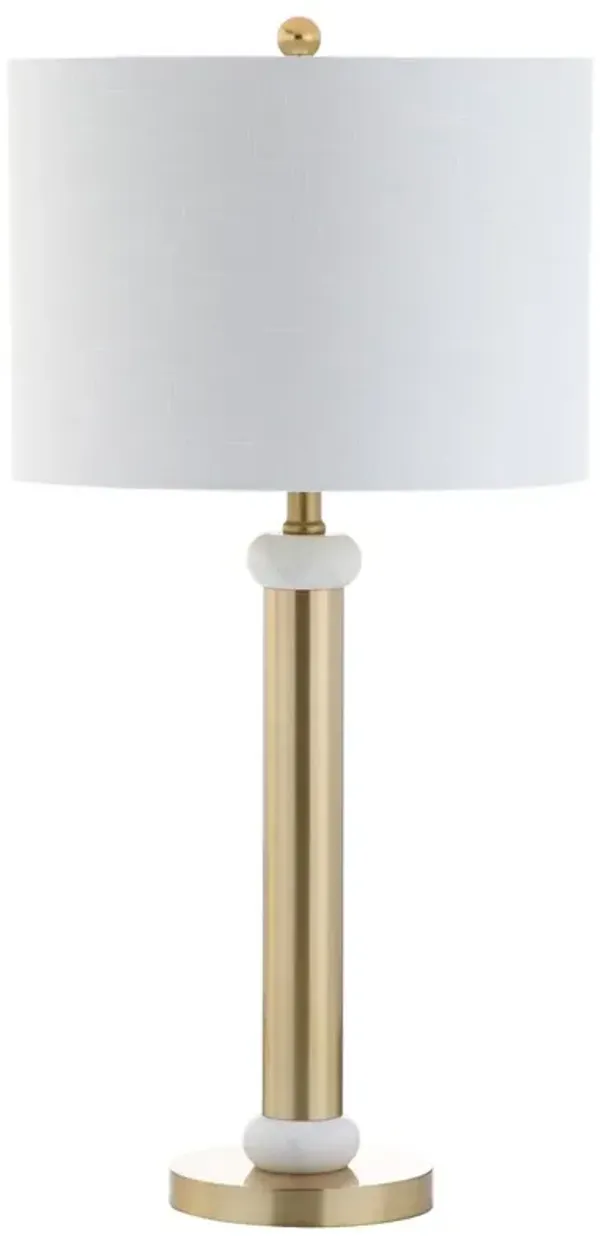 Riordan Brass Table Lamp - Gold/White