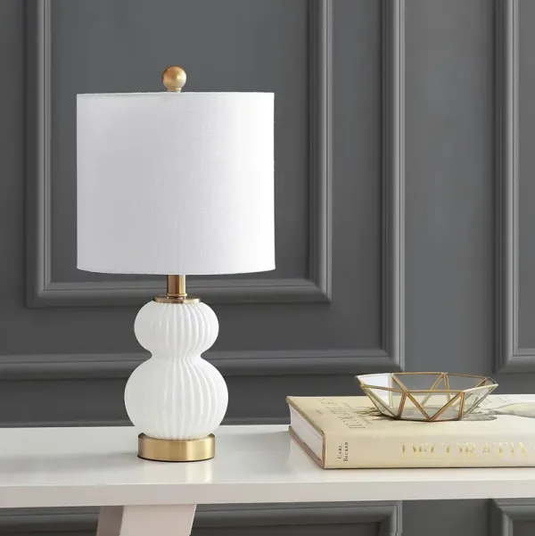 Kaylie Glass/Brass Table Lamp - White
