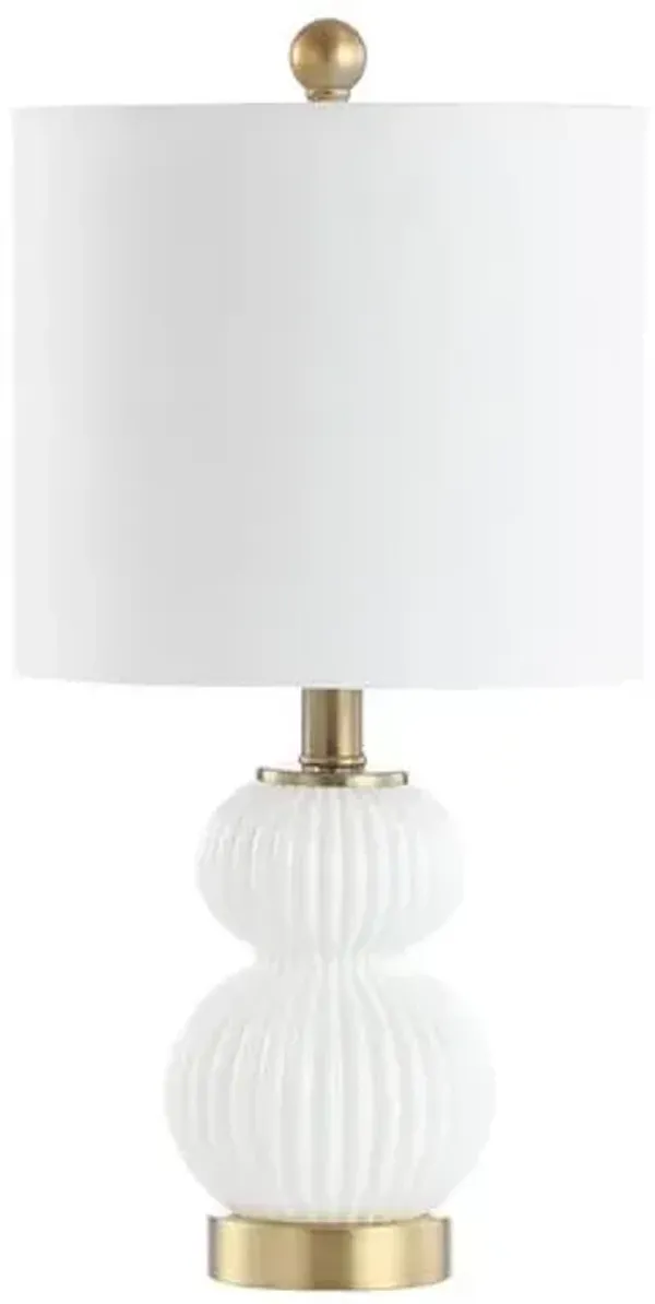 Kaylie Glass/Brass Table Lamp - White