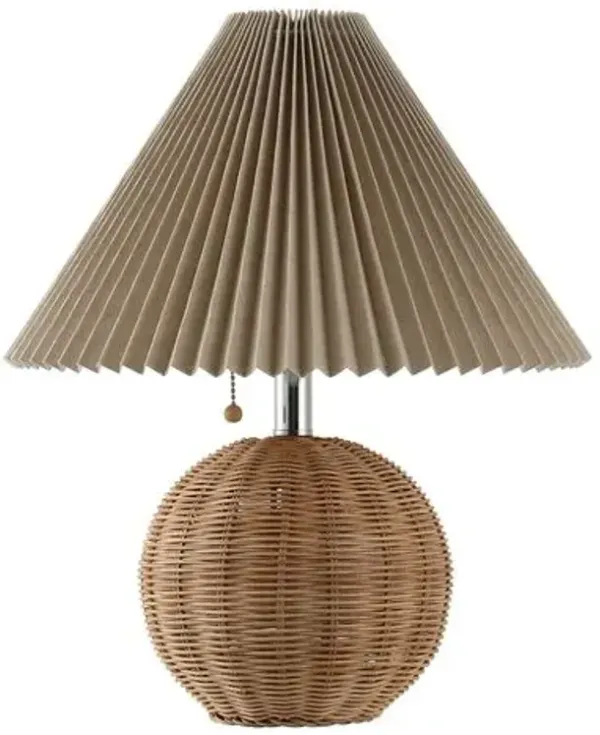 Sander Sphere Base Wicker Table Lamp - Natural - Brown