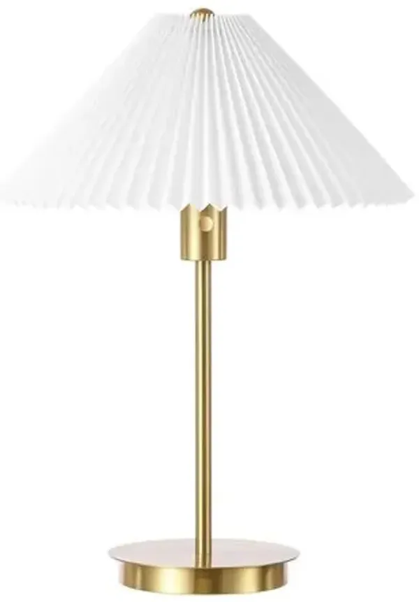 Sander Pleated Shade USB Table Lamp - Gold
