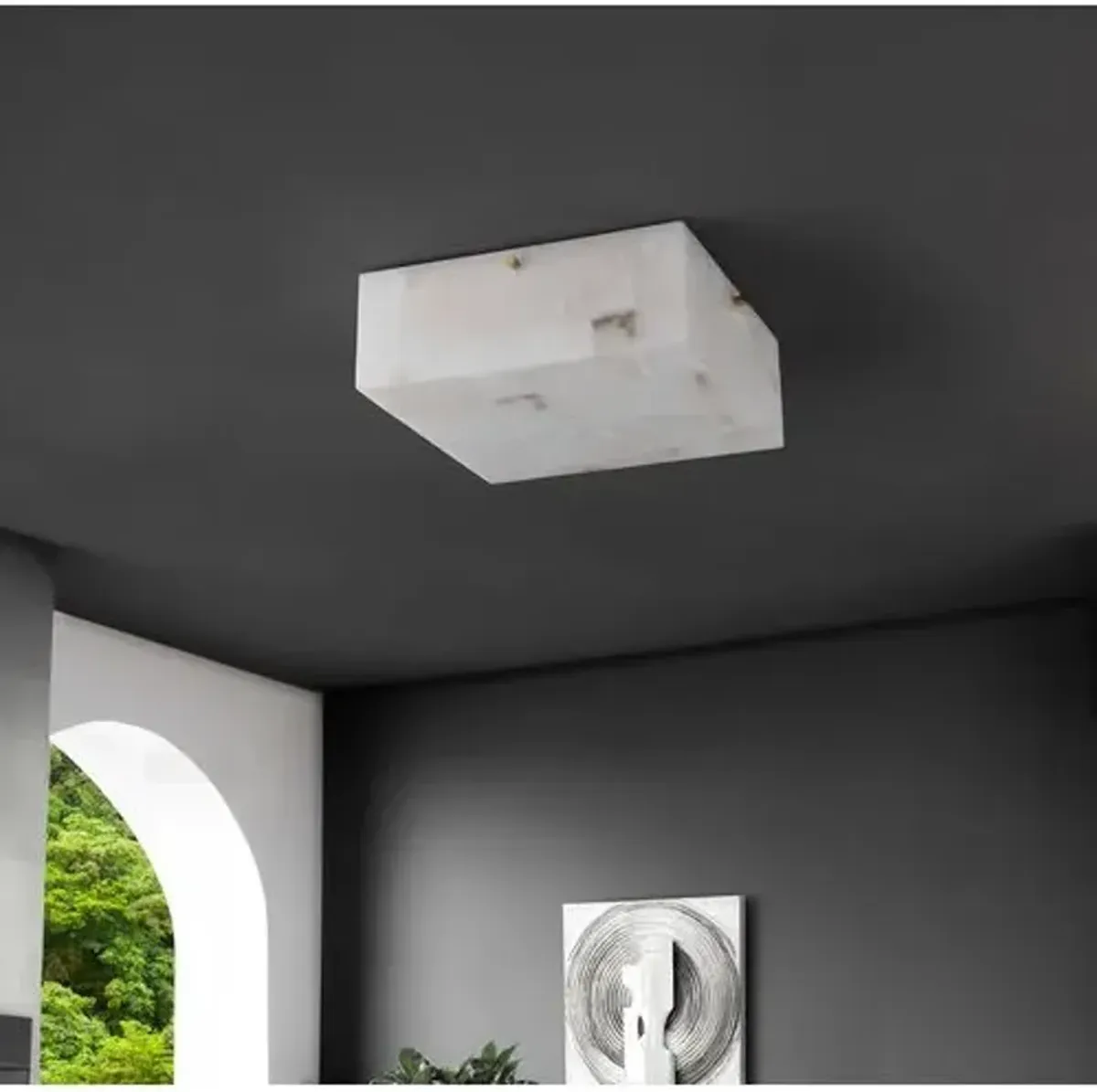 Elysha 2-Light Alabaster Flush Mount - White