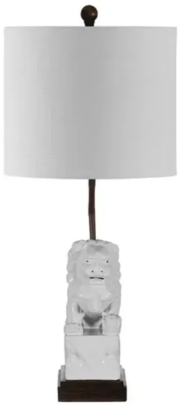 Daedrin Foo Dog Ceramic Table Lamp - White
