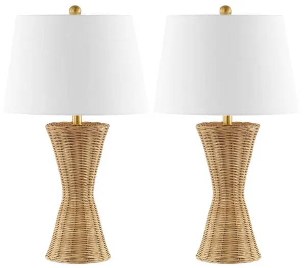 Set of 2 Mirantha Rattan Table Lamps - Natural - Brown
