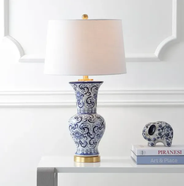 Zeb Chinoiserie Ceramic Table Lamp - Blue/Gold