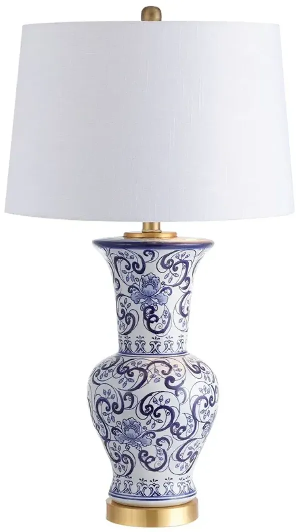 Zeb Chinoiserie Ceramic Table Lamp - Blue/Gold