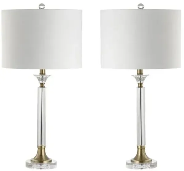 Set of 2 Thalmin Crystal Table Lamps - Clear/Gold