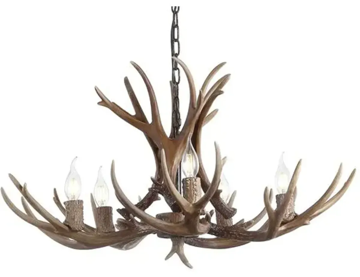 Krystos 5-Light Resin Antler Chandelier - Brown