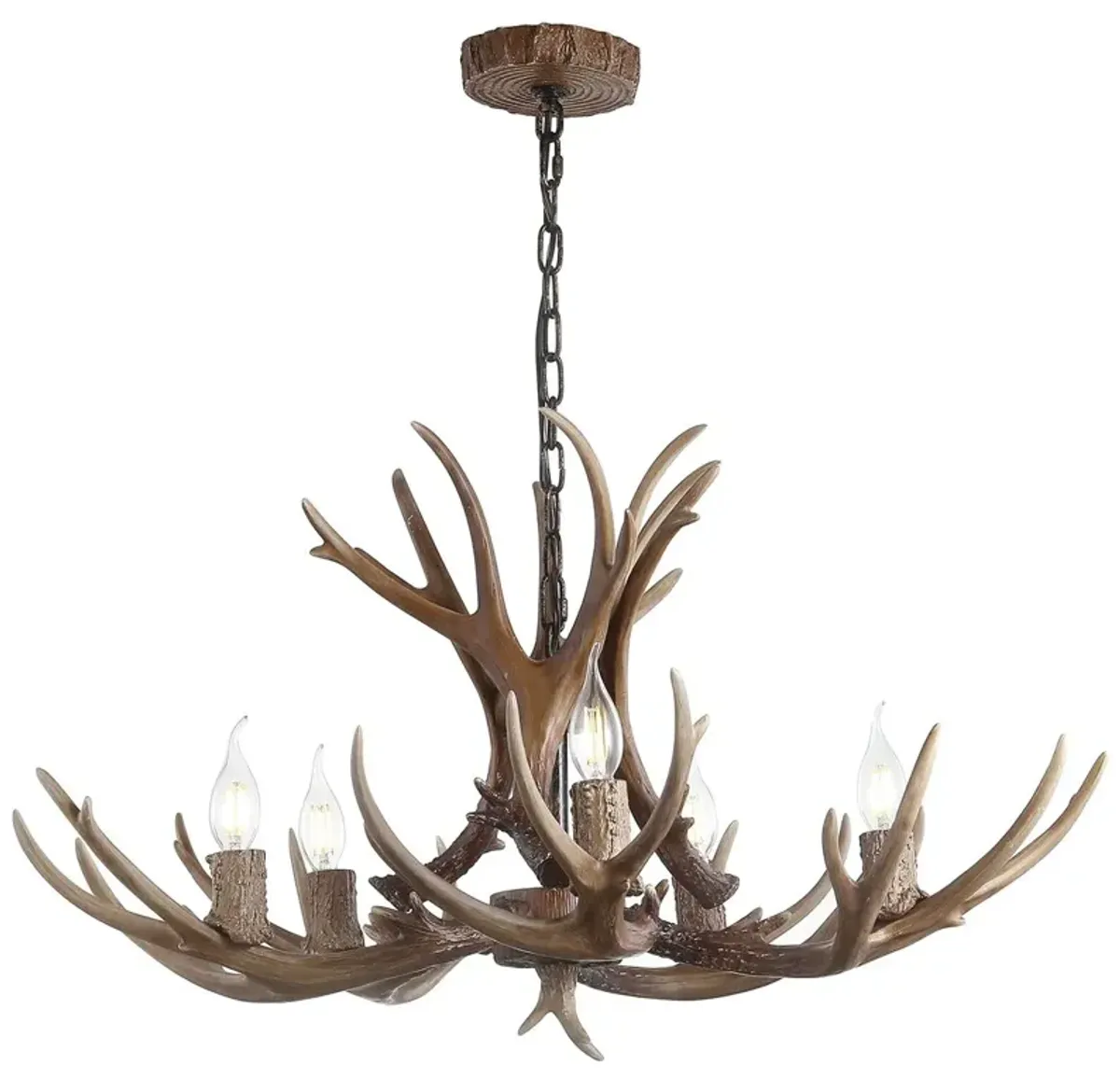 Krystos 5-Light Resin Antler Chandelier - Brown