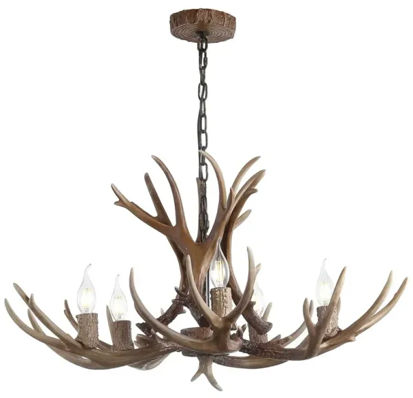 Krystos 5-Light Resin Antler Chandelier - Brown