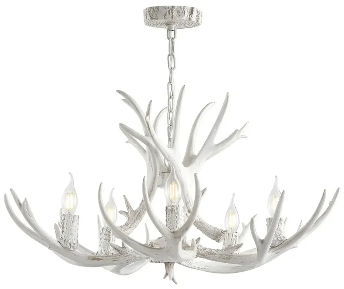 Krystos 5-Light Resin Antler Chandelier - White
