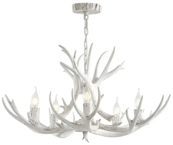 Krystos 5-Light Resin Antler Chandelier - White