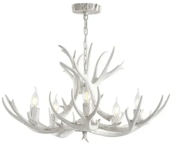 Krystos 5-Light Resin Antler Chandelier - White