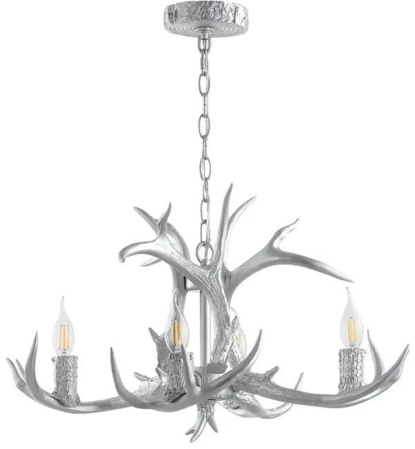Krystos 5-Light Resin Antler Chandelier - Silver
