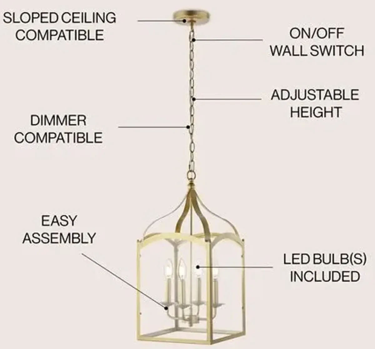 Lorwyn Iron 4-light Pendant - Gold