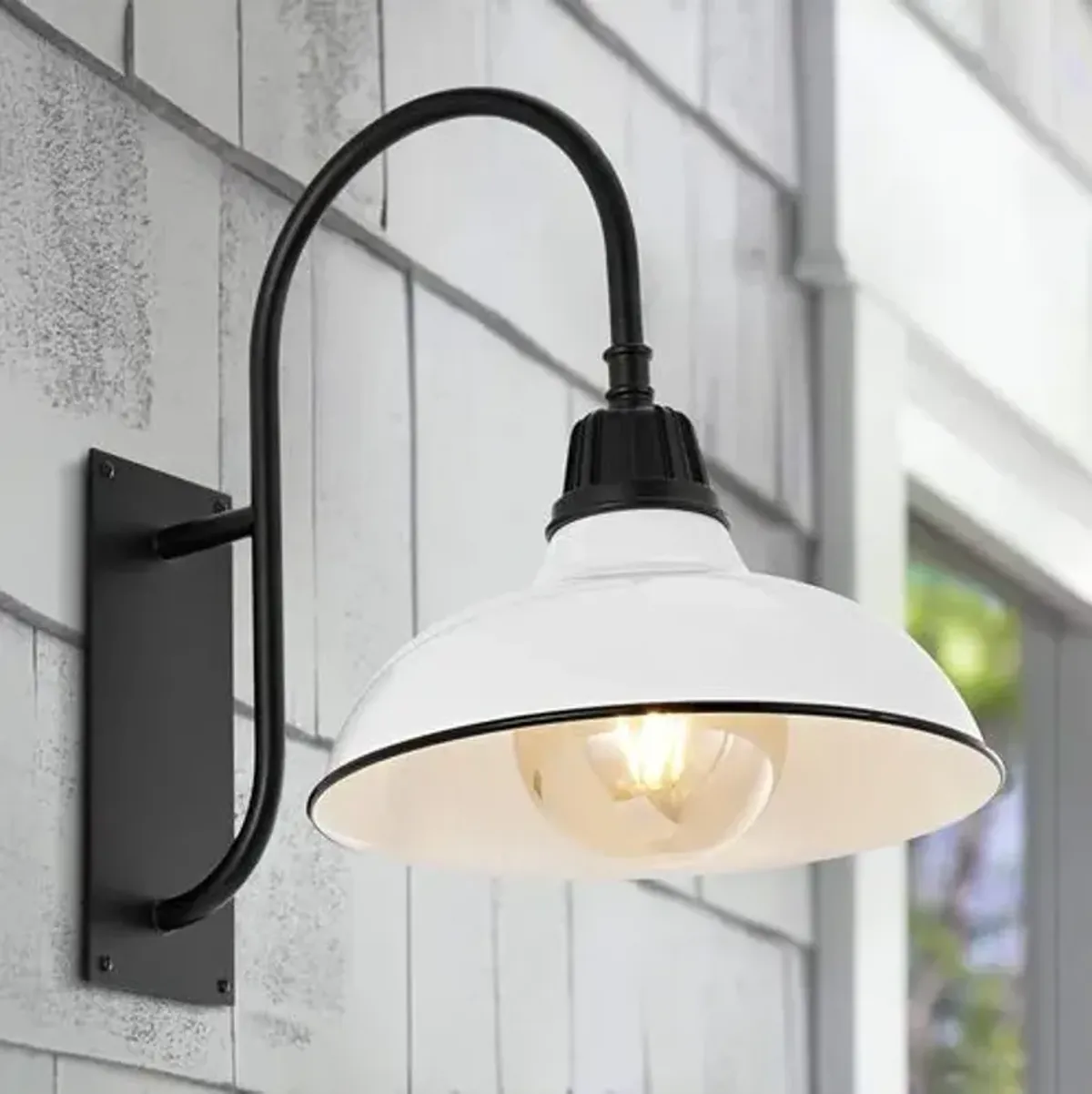 Azrya Curved Iron Outdoor Wall Sconce - White