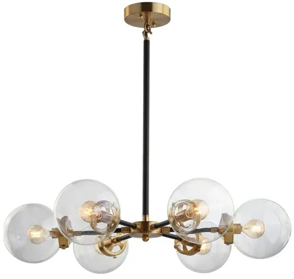 Haldrin 6-Light Clear Glass Globe Chandelier - Black