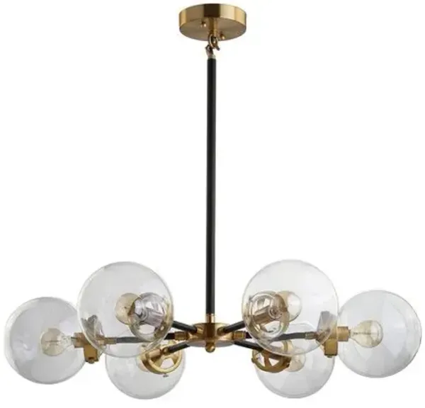 Haldrin 6-Light Clear Glass Globe Chandelier - Black