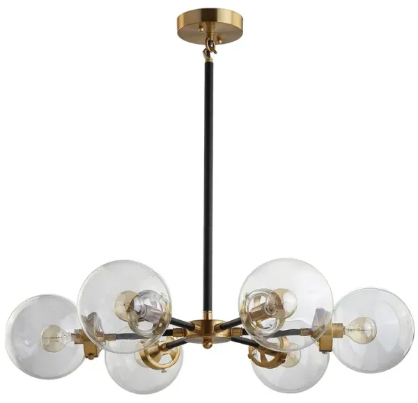 Haldrin 6-Light Clear Glass Globe Chandelier - Black