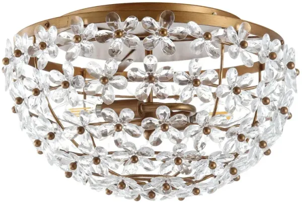 Linda Acrylic Floral Flush Mount - Antique Gold