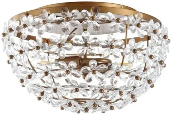 Linda Acrylic Floral Flush Mount - Antique Gold