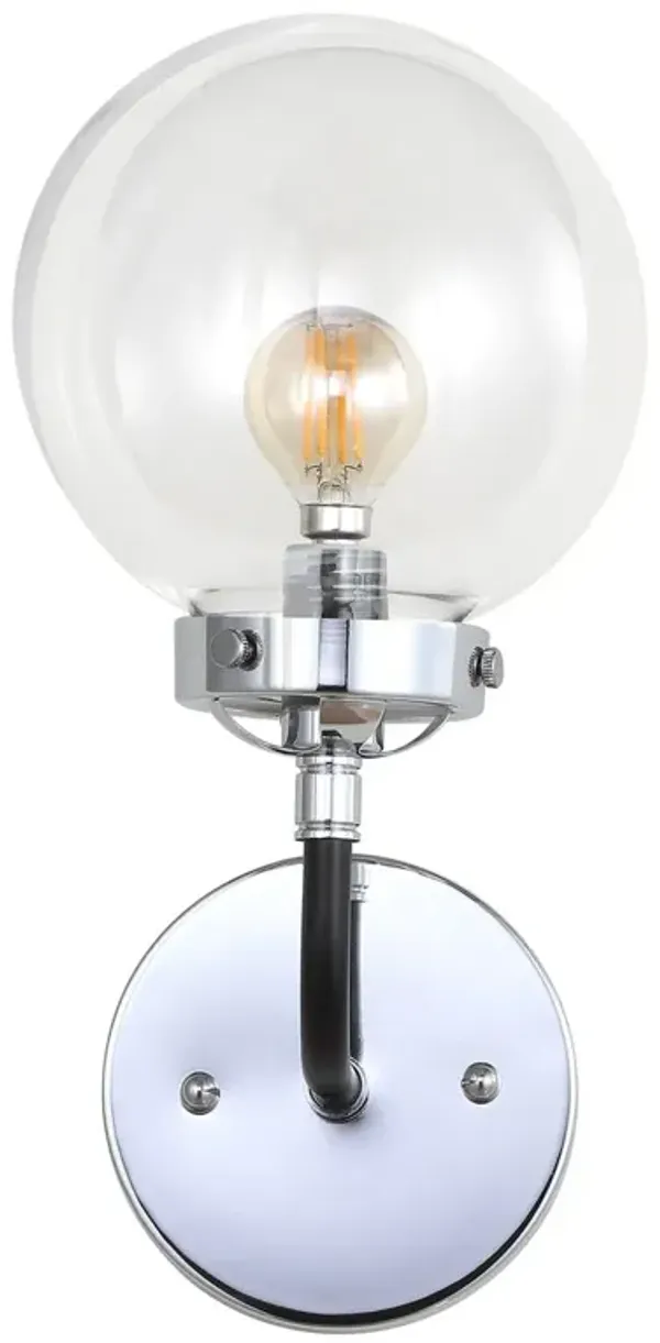 Haldrin Clear Glass Vanity Sconce - Silver/Black