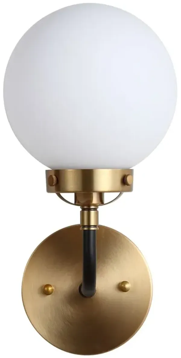 Haldrin Frosted Glass Globe Vanity Wall Sconce - Gold/Black