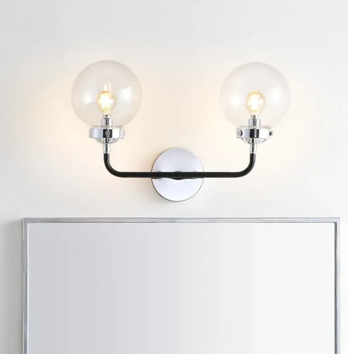 Haldrin Clear Glass Vanity Sconce - Silver/Black