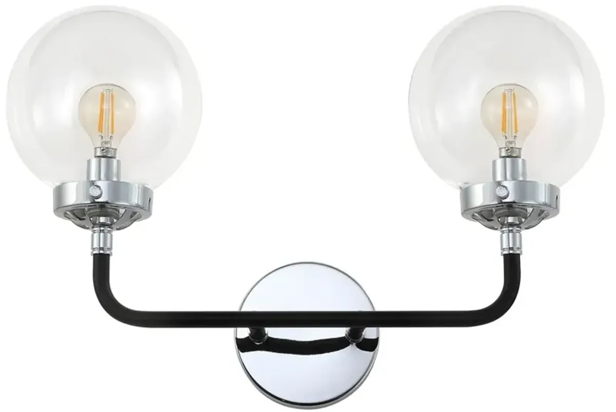 Haldrin Clear Glass Vanity Sconce - Silver/Black