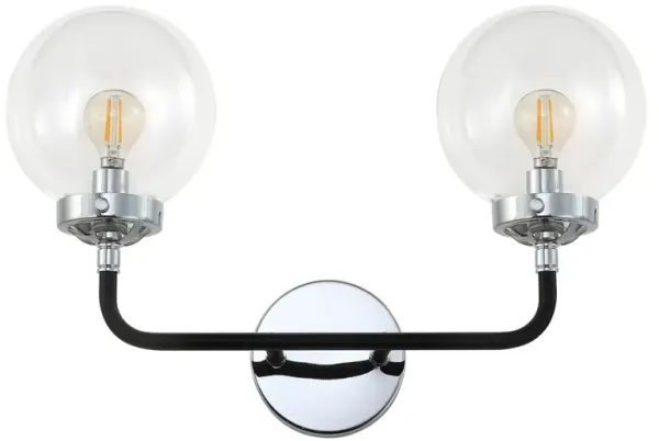 Haldrin Clear Glass Vanity Sconce - Silver/Black