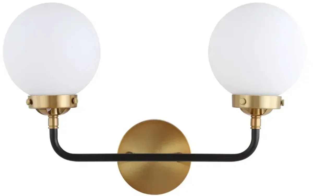 Haldrin Frosted Glass Globe Vanity Wall Sconce - Gold/Black