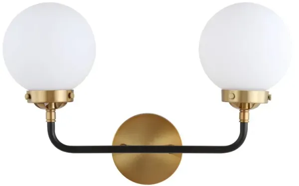 Haldrin Frosted Glass Globe Vanity Wall Sconce - Gold/Black