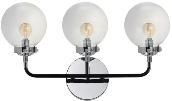 Haldrin Clear Glass Vanity Sconce - Silver/Black